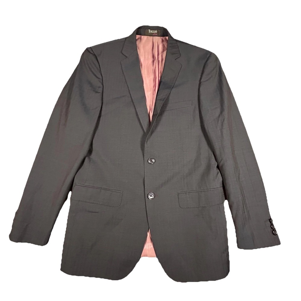 Tiglio Luxe Blazer Mens 40R Navy Blue Wool Slim Fit Fine Italian Cloth‎ Jacket